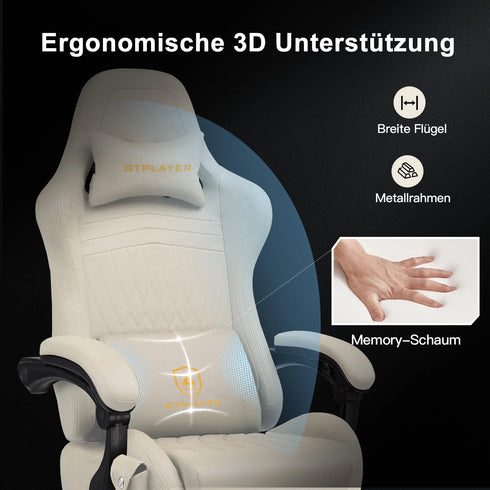 GTPLAYER Gaming chair Ergonomic Gaming armchair Desk chair PC Footrest loudspeaker Music Office chair up to 150kg