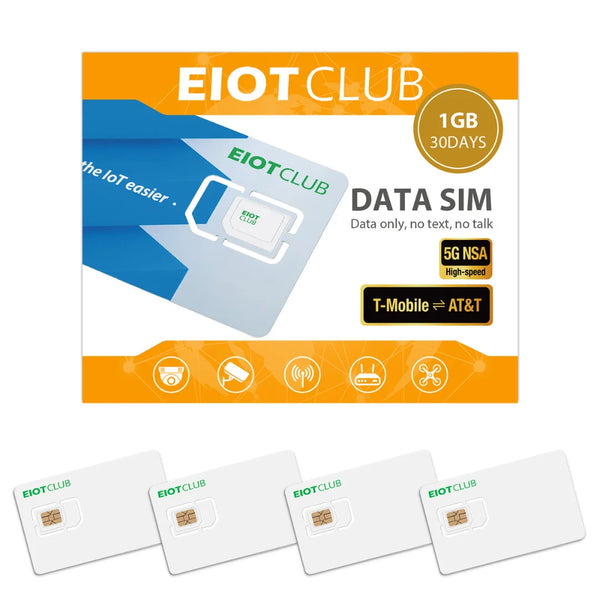 EIOTCLUB USA Prepaid SIM Card 1GB AT&T, T-Mobile, High Speed Network, Data-Only SIM for Phone Security Camera Router Hotspot