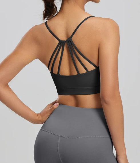 Six-string Cross Back Sports Bra for Women-summer Thin Style Spandex/Polyester UV protection Suitable for Yoga Fitness