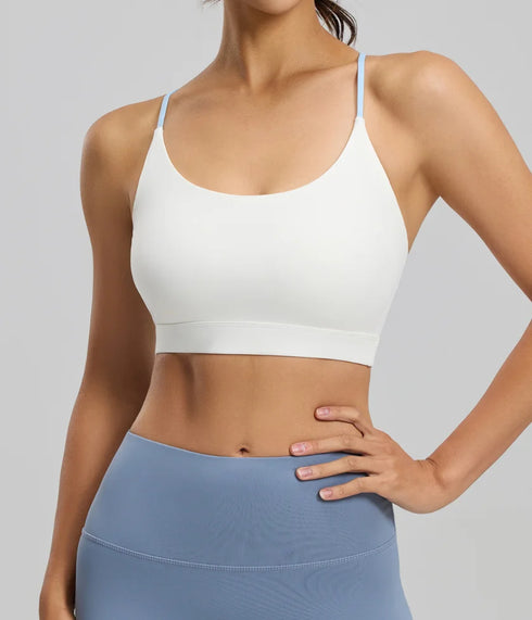 Six-string Cross Back Sports Bra for Women-summer Thin Style Spandex/Polyester UV protection Suitable for Yoga Fitness