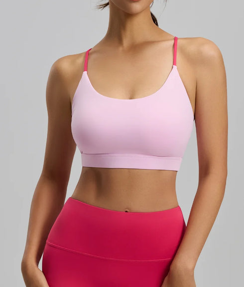 Six-string Cross Back Sports Bra for Women-summer Thin Style Spandex/Polyester UV protection Suitable for Yoga Fitness