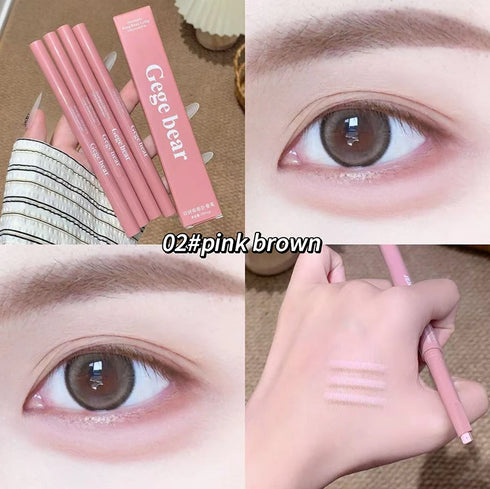 Matte Brightening Lying Silkworm Pen Pink Brown Two-color Highlighter Contour Shadow Pen With Detail Blending Brush Eye Makeup