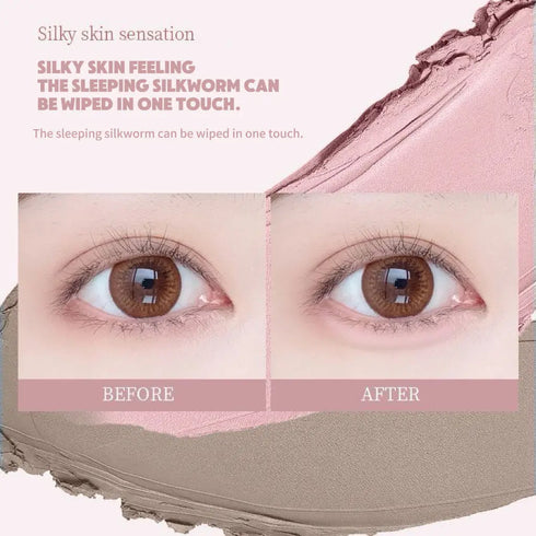 Matte Brightening Lying Silkworm Pen Pink Brown Two-color Highlighter Contour Shadow Pen With Detail Blending Brush Eye Makeup