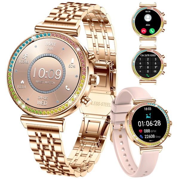 2025 New Smart Watches Women Luxury Colored Diamond Watch Women Sport Fitness Tracker Heart Rate Smartwatch For Gift Android IOS