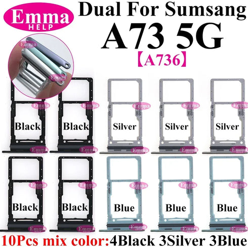 10Pcs Dual Card Phone Sim SD Card Tray For Samsung Galaxy A14 A24 A34 A54 A13 A23 A33 A53 A73 Sim Card Holder Adapter Drawer