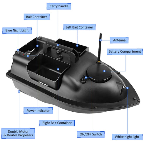 Modern GPS Fishing Bait Boat with 3 Bait Containers 12000mAh Wireless Bait Boat with Automatic Return Function Various styles