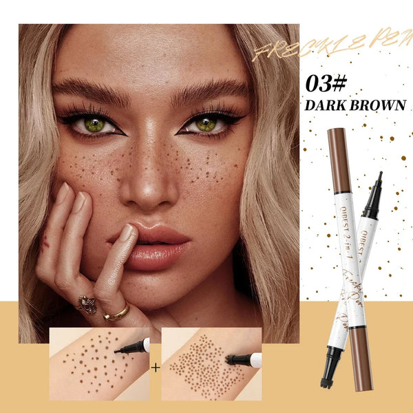 Qibest 2-In-1 Freckle Pen with Gourd-Shaped Head, Natural and Realistic, Sweat-Proof, Double-Ended Stamp Dot Pen Cosmetic Stick