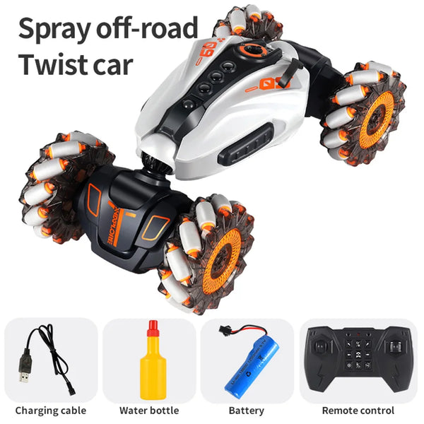 4WD RC Drift Car With Music Led Lights 2.4G Gesture Radio Remote Control Spray Stunt Car 360° Rotating Climbing Car Toys Gift