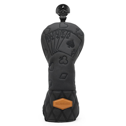 Black Lucky Poker Design High Quality Headcovers Embroidery Golf Club Driver Head Fariway Wood Hybrid Head Covers 3 Wood Headc