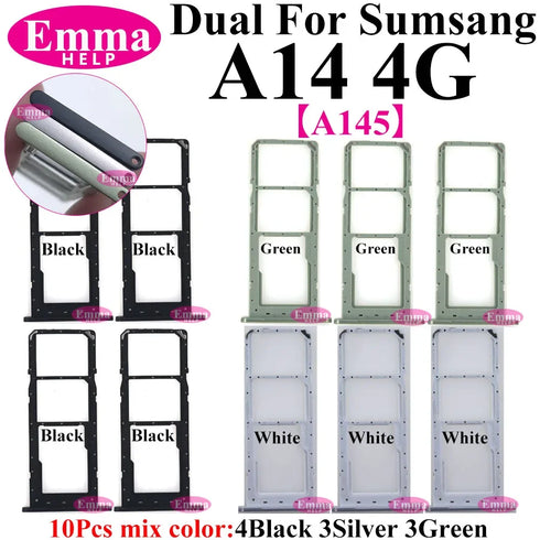 10Pcs Dual Card Phone Sim SD Card Tray For Samsung Galaxy A14 A24 A34 A54 A13 A23 A33 A53 A73 Sim Card Holder Adapter Drawer