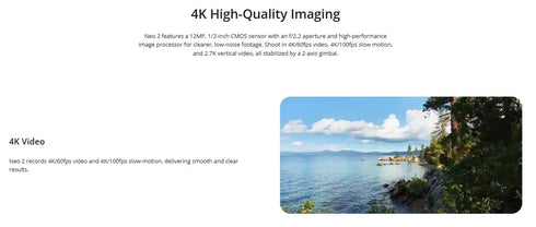 Global Version DJI Neo 2 Camera Drones 4K High-Quality Imaging 1/2-inch CMOS Sensor 4K/60fps Video And 4K/100fps Slow-motion Easy for Beginners