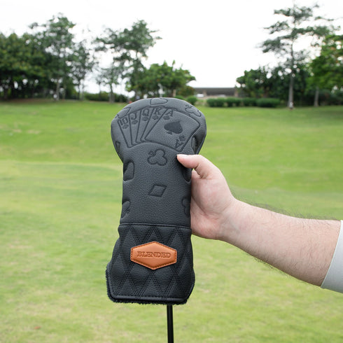 Black Lucky Poker Design High Quality Headcovers Embroidery Golf Club Driver Head Fariway Wood Hybrid Head Covers 3 Wood Headc