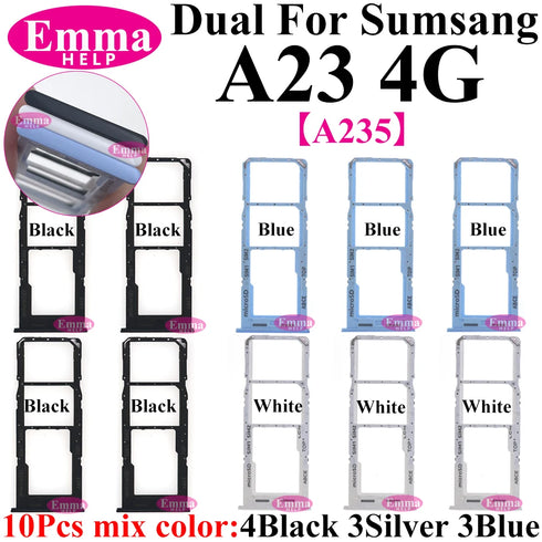 10Pcs Dual Card Phone Sim SD Card Tray For Samsung Galaxy A14 A24 A34 A54 A13 A23 A33 A53 A73 Sim Card Holder Adapter Drawer