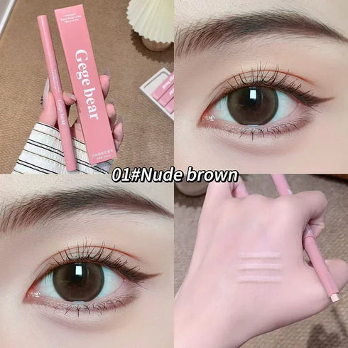 Matte Brightening Lying Silkworm Pen Pink Brown Two-color Highlighter Contour Shadow Pen With Detail Blending Brush Eye Makeup