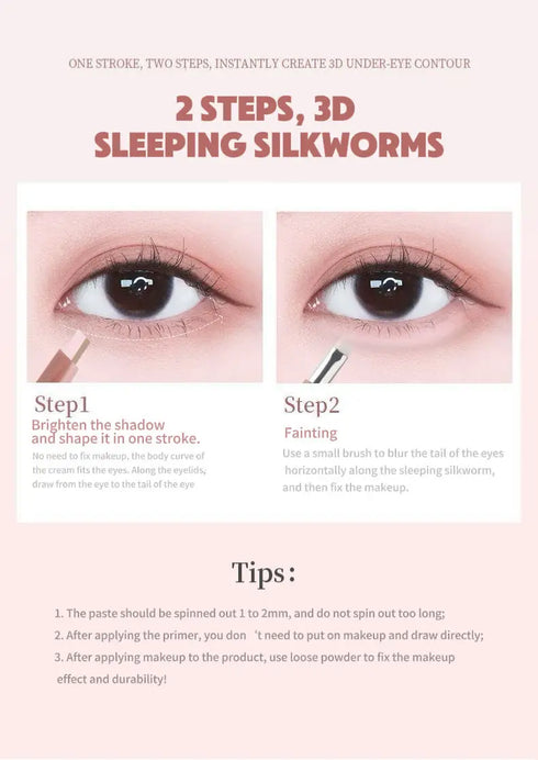 Matte Brightening Lying Silkworm Pen Pink Brown Two-color Highlighter Contour Shadow Pen With Detail Blending Brush Eye Makeup