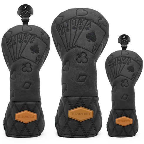 Black Lucky Poker Design High Quality Headcovers Embroidery Golf Club Driver Head Fariway Wood Hybrid Head Covers 3 Wood Headc