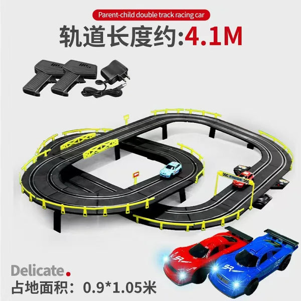 Electric Remote Control Slot Car Track Large 2-Player Competitive Dual Mode Remote Adjustable Splicing Kids Adults Gift Toy Set