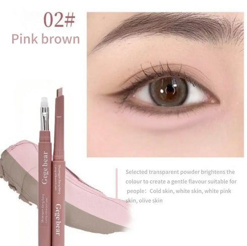Matte Brightening Lying Silkworm Pen Pink Brown Two-color Highlighter Contour Shadow Pen With Detail Blending Brush Eye Makeup