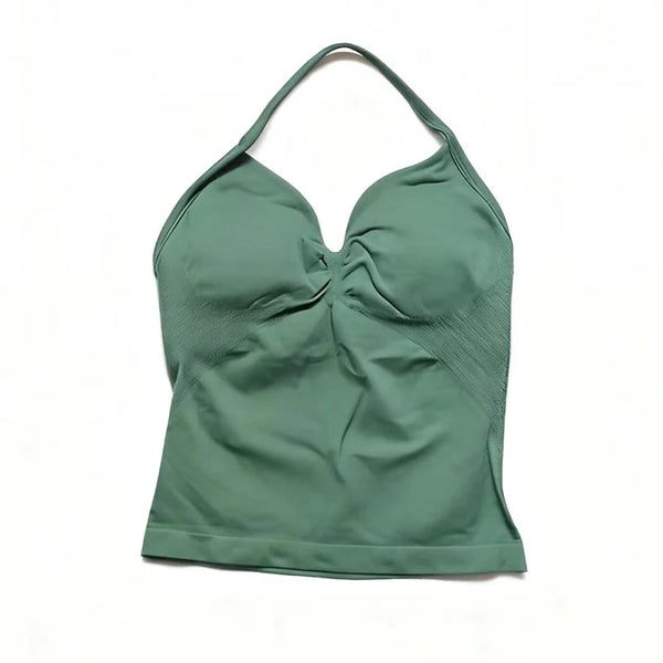Gym Beautiful Open Back Bra Running Workout Impact Halter Longline Strappy Top Sports Yoga Vest Women's Fitness Tank Top
