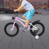16 Inch Children's Bicycle Carbon Steel Mountain Bike with Auxiliary Wheels & LED Light for 5-8 Years Old,Height Adjustable,60Kg