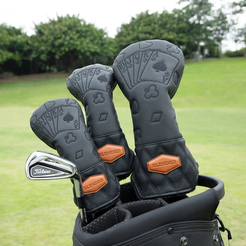 Black Lucky Poker Design High Quality Headcovers Embroidery Golf Club Driver Head Fariway Wood Hybrid Head Covers 3 Wood Headc