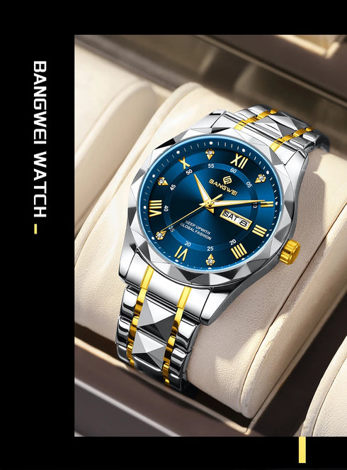 BANGWEI Elegant Luxury Quartz Woman Watch Fashion Classic Simple Stainless Clocks Auto Date Waterproof Diamond Ladies Wristwatch