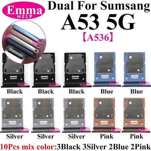 10Pcs Dual Card Phone Sim SD Card Tray For Samsung Galaxy A14 A24 A34 A54 A13 A23 A33 A53 A73 Sim Card Holder Adapter Drawer