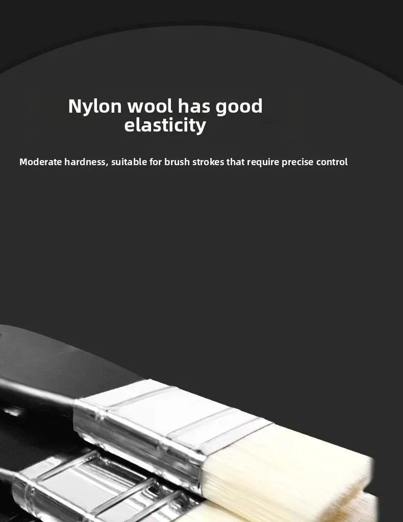 Oil Painting Nylon Pen Set Gouache Acrylic 1/3 Pcs Small/Medium/Large Sizes Flat Head Brush Wood Handle Painting Tools for Fine