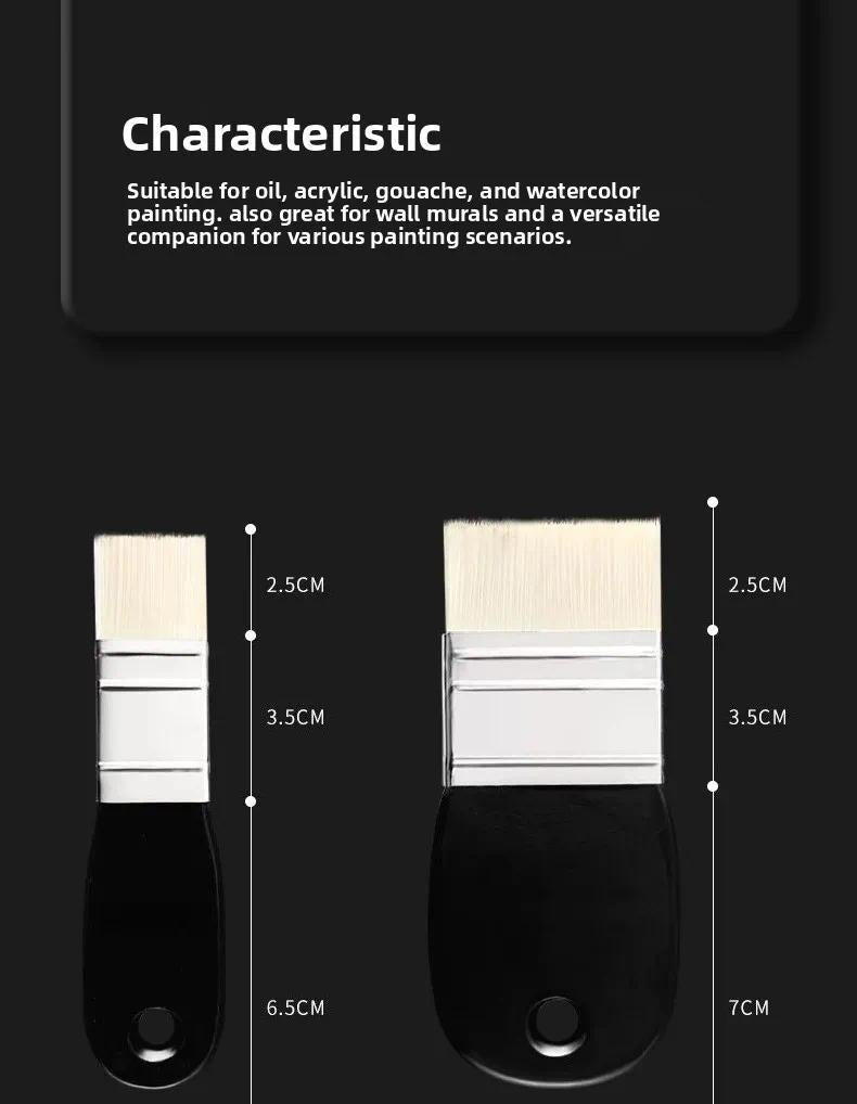 Oil Painting Nylon Pen Set Gouache Acrylic 3 Pcs Small/Medium/Large Sizes Flat Head Brush Wood Handle Painting Tools for Fine