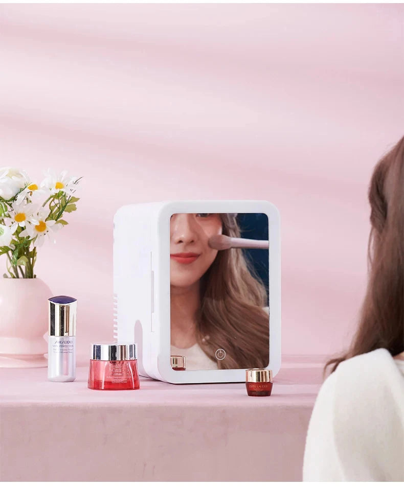4L Multifunctional Mini Refrigerator Cosmetic Dormitory Fridge Control Use Countertop Portable Fridge Mirror 220V EU