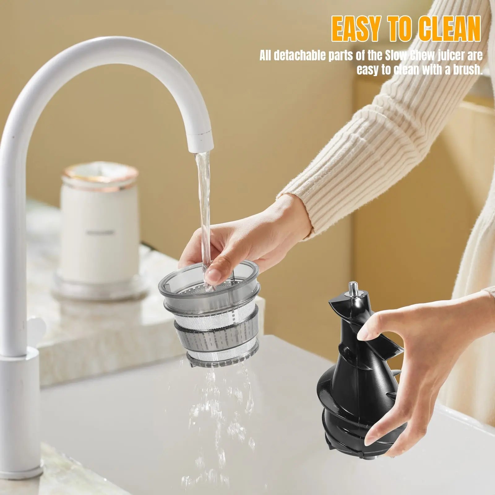 OWJHE Large Slow Masticating Juicer Cold Press Juicer Feed Chute Fit Whole Fruits Vegetable High Juice Yield Baby Food Processor