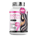 Biotin Hair Vitastrong 450 Tablets High Dosage (15 Months) Biotin Complex Premium with Keratin for Hair, Selenium, Zinc, Copper, Bamboo, Hair Vitamins & Nails, Hair Supplements