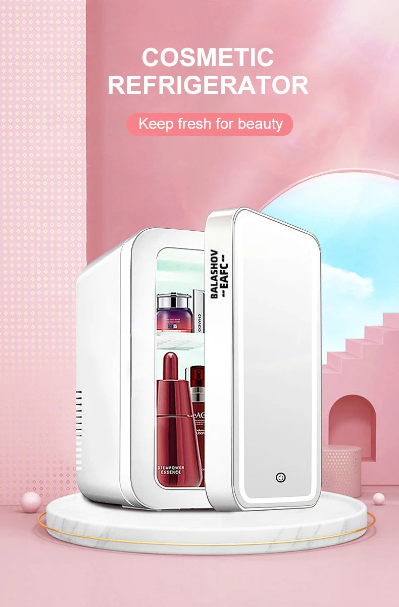 Mini Refrigerator Cosmetics Dormitory Cooler 4L Multifunction Fridge Picnic Camping for Home Car Small Portable Fridge Mirror