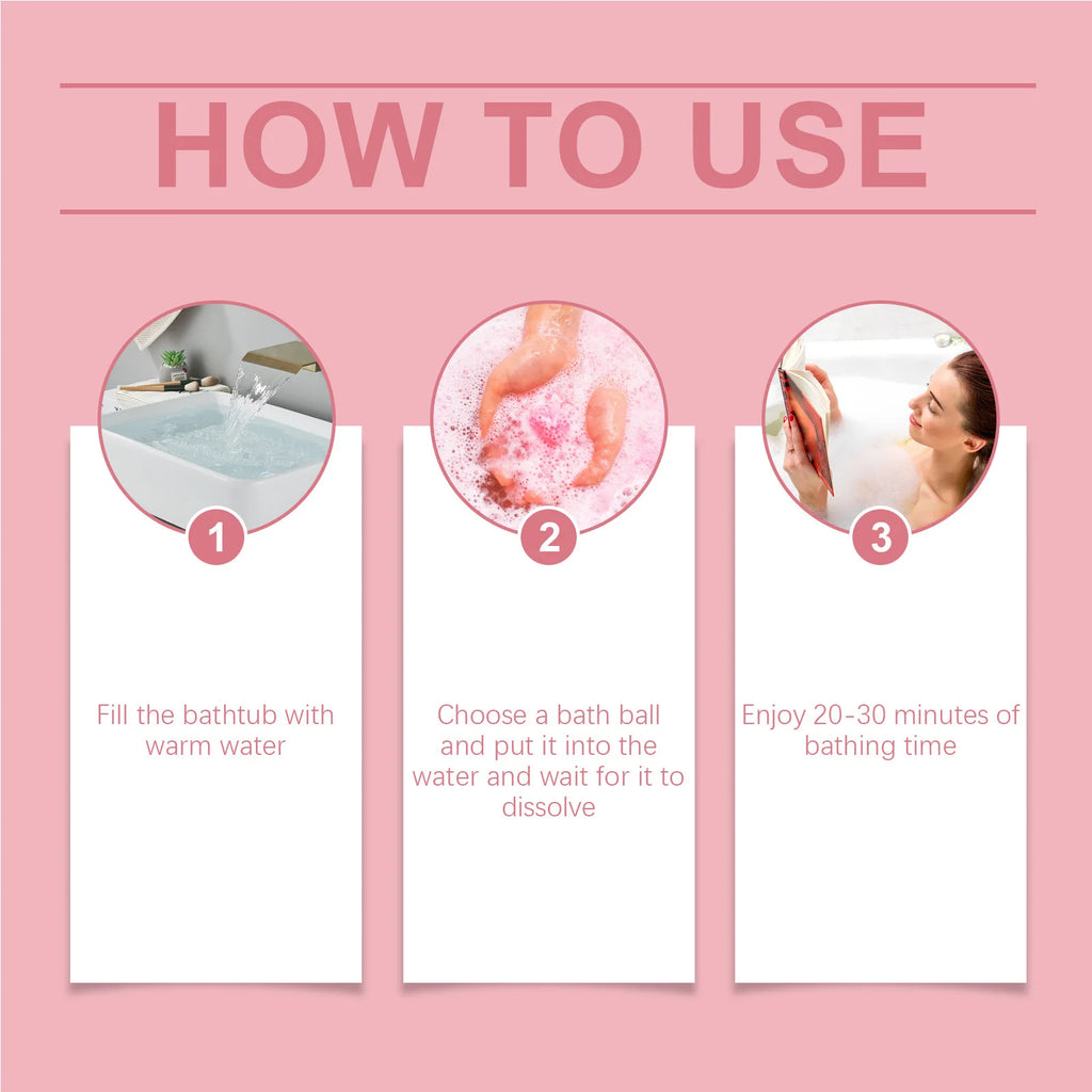 OceAura 6pcs Bubble Bath Bomb Ball Exfoliating Body Nourish Skin Relieve Fatigue Stress Anxiety Clean Pores Body Bath Bomb Set