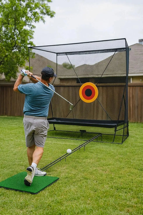Golf Training Net With Ball Return And Ball Blanket, Large Golf Training Device With Carry Bag For Chipping and Swing, 305 x 244 cm