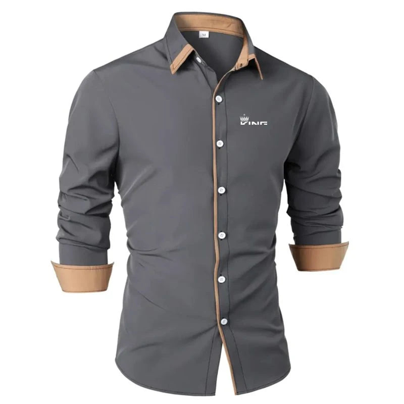 Men's Shirt Dress Shirt Casual Shirt Button Up Shirt Prom Shirt Plain Formal Long Sleeve Lapel All Seasons Men's Clothing