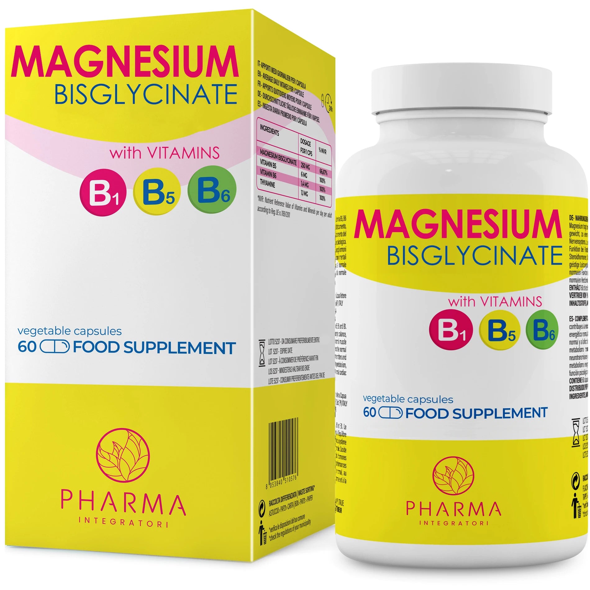 Magnesium Bisglycinate Capsules with Vitamin B6, Vitamin B1, Vitamin B5-Magnesium Pure Bisglycinate for Mental Tiredness-Magnesium Bisglycinate 250mg-Magnesium Bisglycinate Main image
