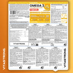 Omega 3 Fish Oil 2000mg High Dosage with Vitamin E, Without Aftertaste, Omega3 Fish Oil (Fish Oil) 700mg EPA 500mg DHA, High Concentration, omega-3 Supplement Pure Heart, Sight, Brain