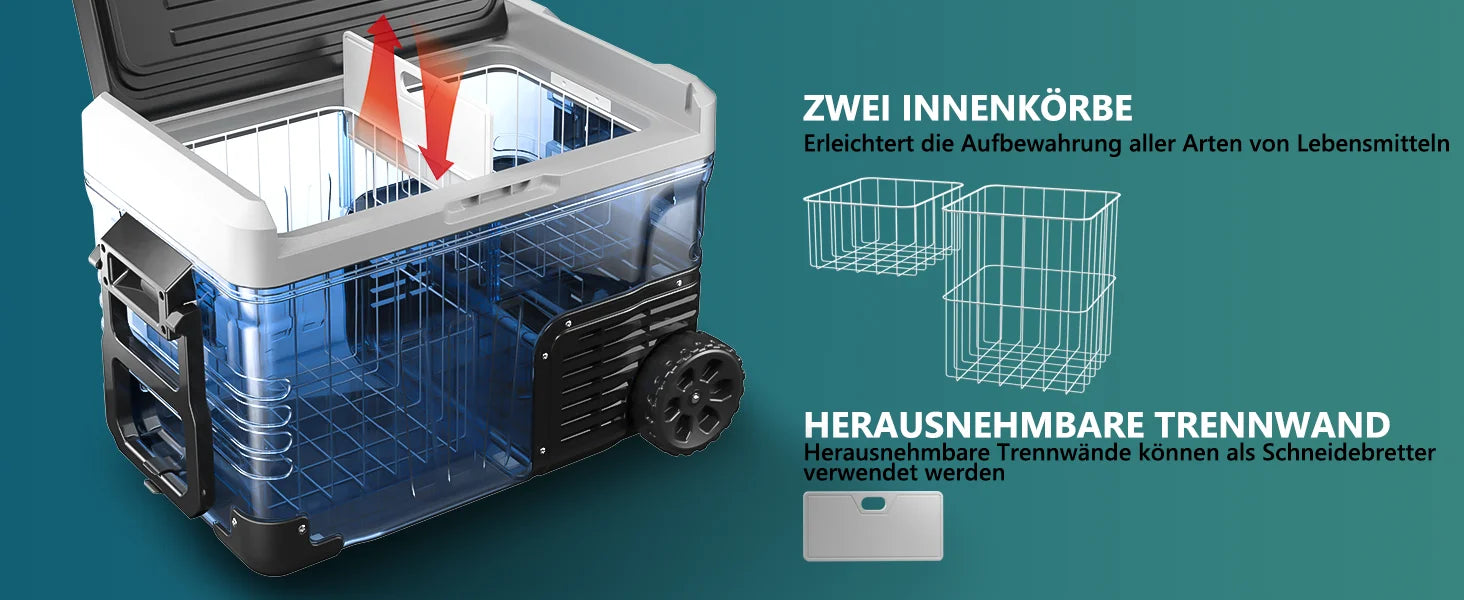 35L compressor cooling box, Car Refrigerator with App, Portable freezer wardrobe for 12V/24V & 220-240V, Cooling Range-20 °C to 20 °C, K