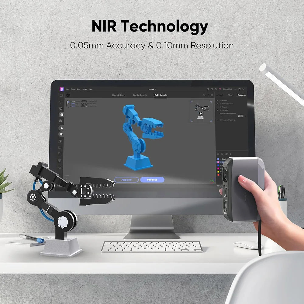 3DMakerpro Moose Lite 3D Scanner, NIR Light Source, 24-bit Color Camera, Al Visual Tracking,0.05mm Accuracy, 0.10mm Resolution