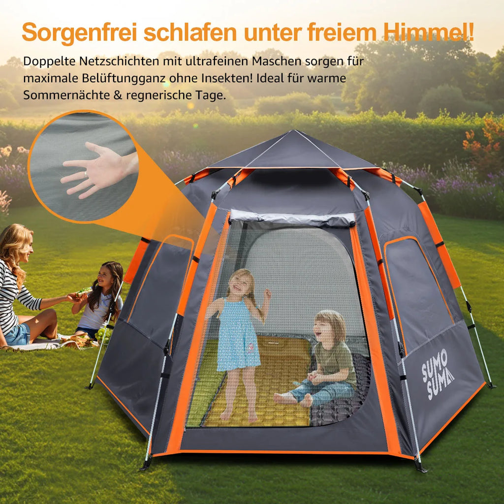 Instant Pop Up Camping Tent, Fully Automatic Tent, Outdoor Sunscreen Thickened Rainproof 3-4 Person Quick Open Camping Tent