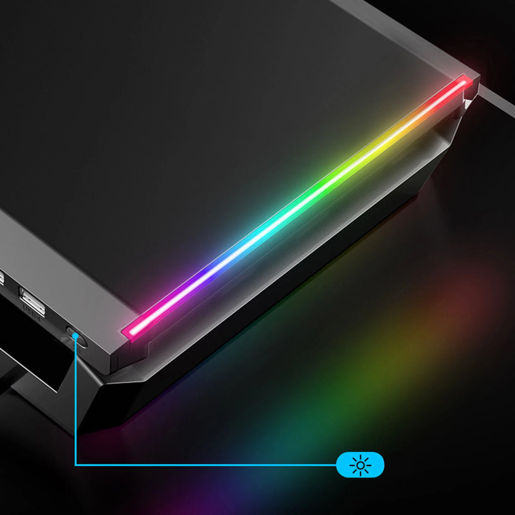 Aluminum RGB Monitor Stand Riser Bracket with 4 USB Ports Desk Organizer All-In-One Computer Laptop Height Stand Holder