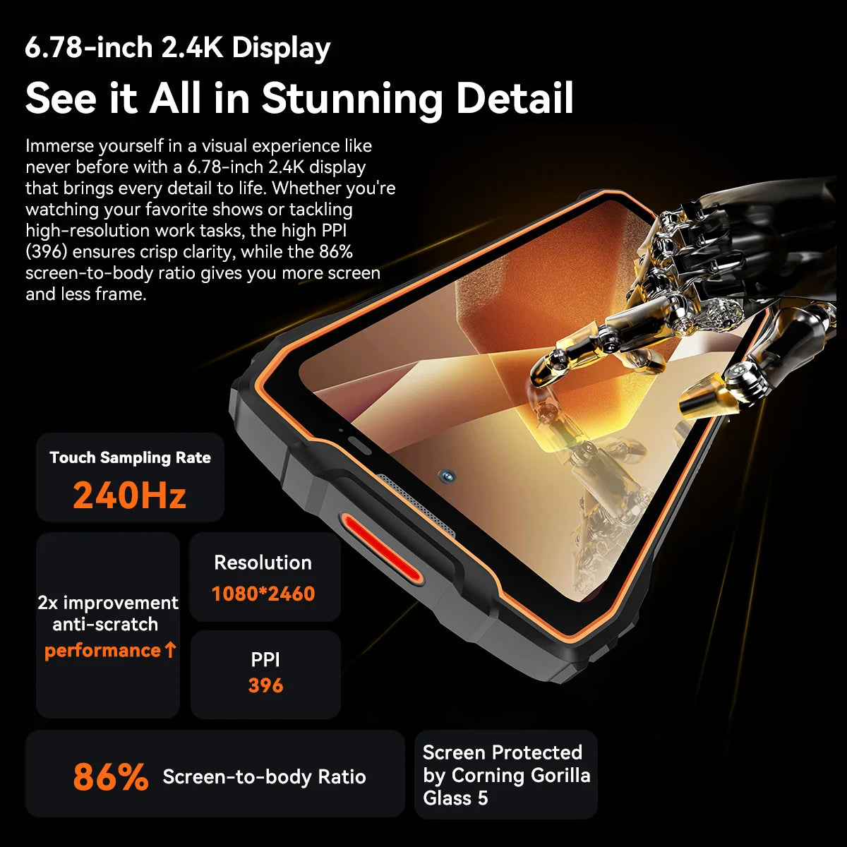 Blackview BL7000 AI 5G Rugged Phone Android 15, MTK 6300, 6.78" FHD+ 120Hz, 7500mAh/33W, Rugged Smartphone Dual SIM NFC/IP69K