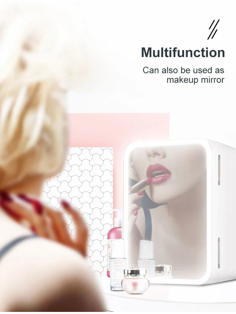 4L Multifunctional Mini Refrigerator Cosmetic Dormitory Fridge Control Use Countertop Portable Fridge Mirror 220V EU