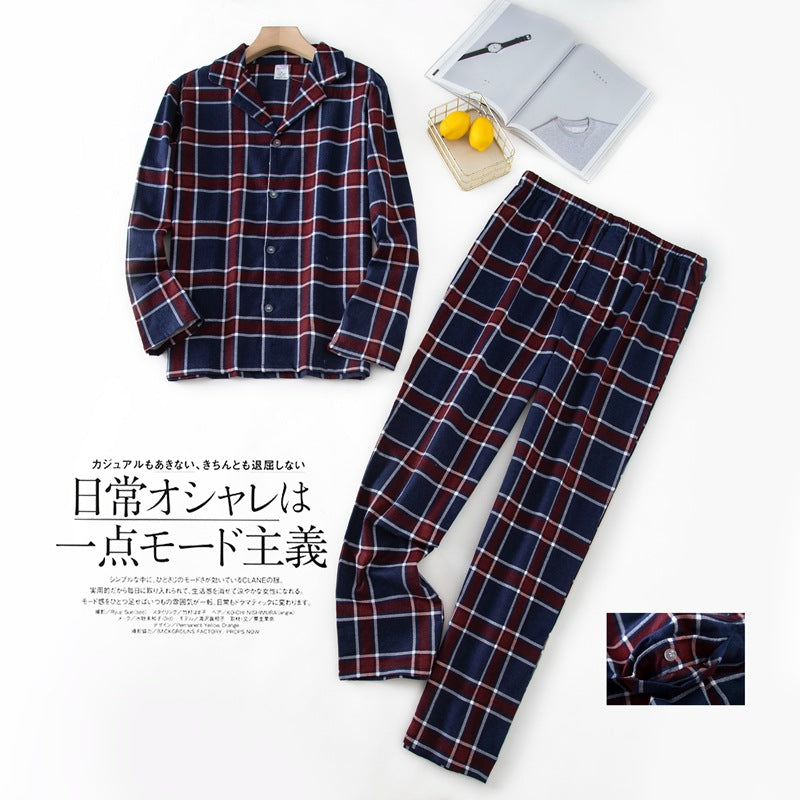 Men's Home Suits Long-sleeved Trousers Suits for Autumn and Winter Pijamas for Men Flannel Plaid Design Pajamas for Men
