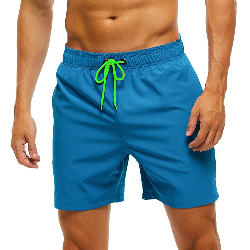 Escatch 2026 Summer Man Swimwear Solid Fashion Quick Dry Drawstring Elastic Waist Surfing Zipper Pocket Gym Beach Pants Shorts