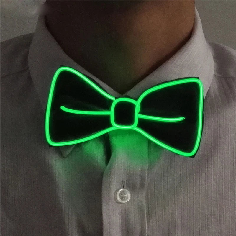 Luminous Bow Tie Neon Light Trendy Costume Accessories Glowing Acrylic LED Tie For Halloween Cosplay Costume Music Dancing