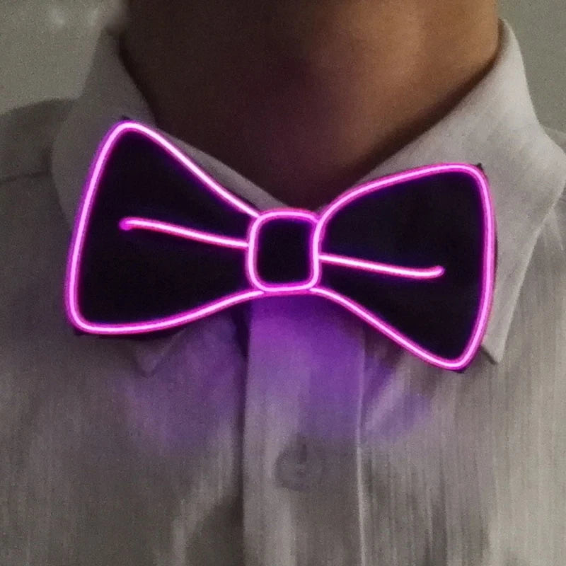 Luminous Bow Tie Neon Light Trendy Costume Accessories Glowing Acrylic LED Tie For Halloween Cosplay Costume Music Dancing