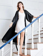 2019 New Silk Satin Lace Robes Bridesmaid Bride Robes Wedding Long Robe Bathrobe Womens Robe Lingerie Robe