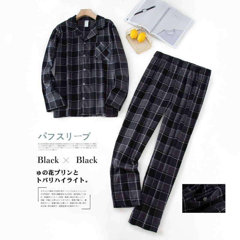 Men's Home Suits Long-sleeved Trousers Suits for Autumn and Winter Pijamas for Men Flannel Plaid Design Pajamas for Men